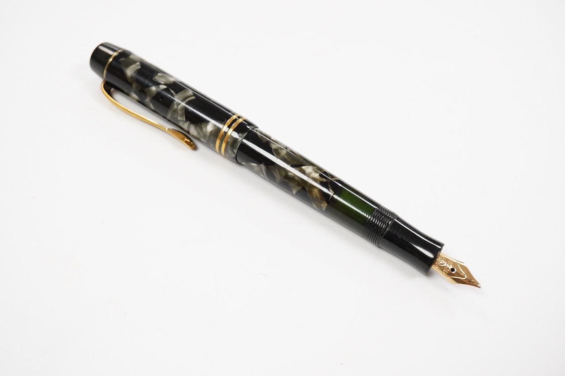 A Montblanc No.333.5 piston fill fountain pen in grey black marble